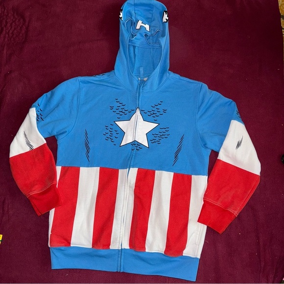 Freeze Captain America 🦸 Fans Boy’s full zip hoodie cut out hood #0804 - Picture 1 of 5